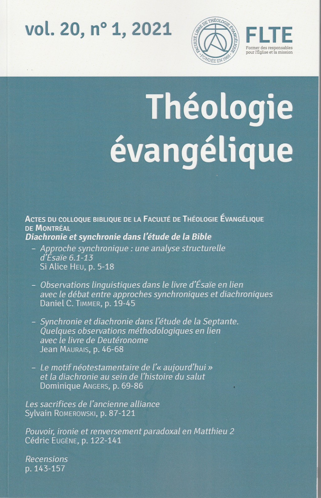  Théologie Évangélique n°20.1